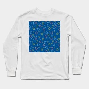 Multicolor stars silhouettes with dotted border Long Sleeve T-Shirt